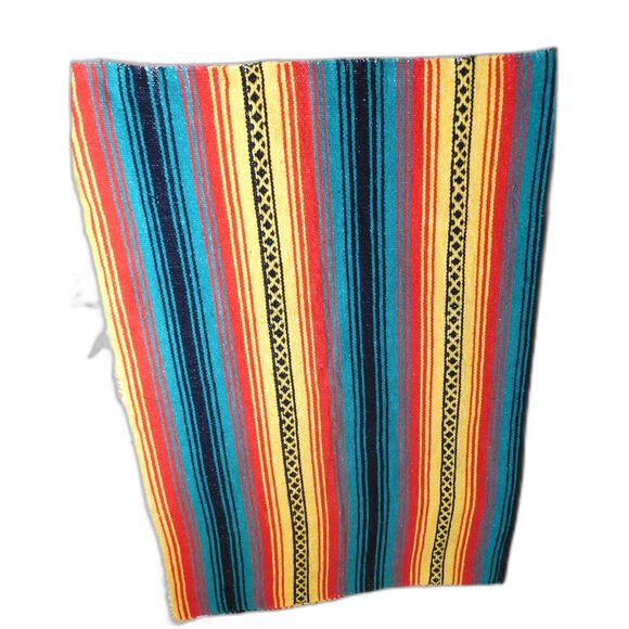 Mexican Woven Blanket Southwestern Striped Colors 74 in. X 52 Large Throw - Picture 8 of 8
